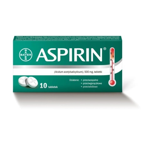 Aspirin (Acidum acetylsalicylicum), 500 mg, 10 tabletek