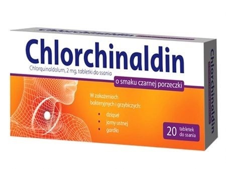 Chlorchinaldin 2 mg o smaku czarnej porzeczki, 20 tabletek do ssania