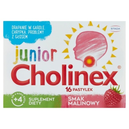 Cholinex Junior, smak malinowy, 16 past.