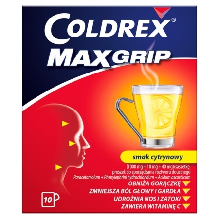 Coldrex MaxGrip 1000 mg +10 mg + 40 mg, 10 saszetek