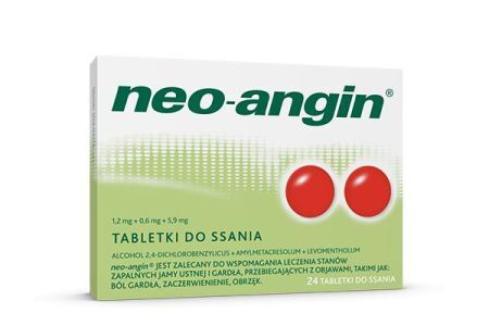 Neo-Angin z cukrem tabletki do ssania 24 tabl.