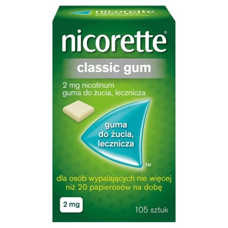 Nicorette Classic Gum Guma do żucia lecznicza 2 mg 105 sztuk