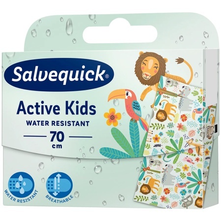 Salvequick Active Kids, plastry z opatrunkiem dla dzieci, wodoodporne, do cięcia, 70 cm