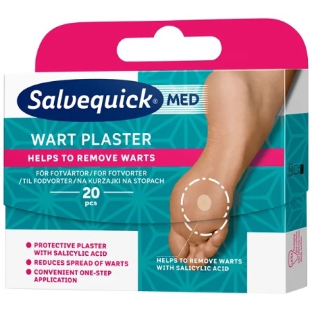 Salvequick Med Wart Plaster, na kurzajki, 20 sztuk