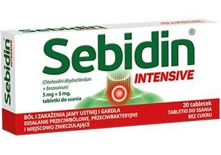 Sebidin Intensive 5 mg + 5 mg, 20 tabletek do ssania