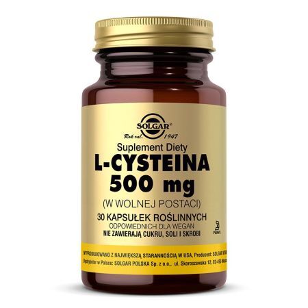 SOLGAR L-cysteina 500 mg w wolnej postaci 30 kaps.
