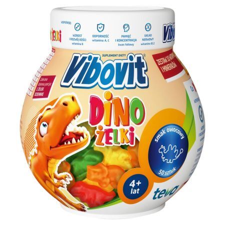Vibovit Dino żelki, smak owocowy, 50 szt.